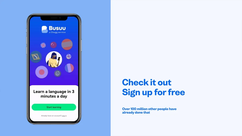 Motion design explainer video demonstrating how a language learning app teaches users through interactive lessons