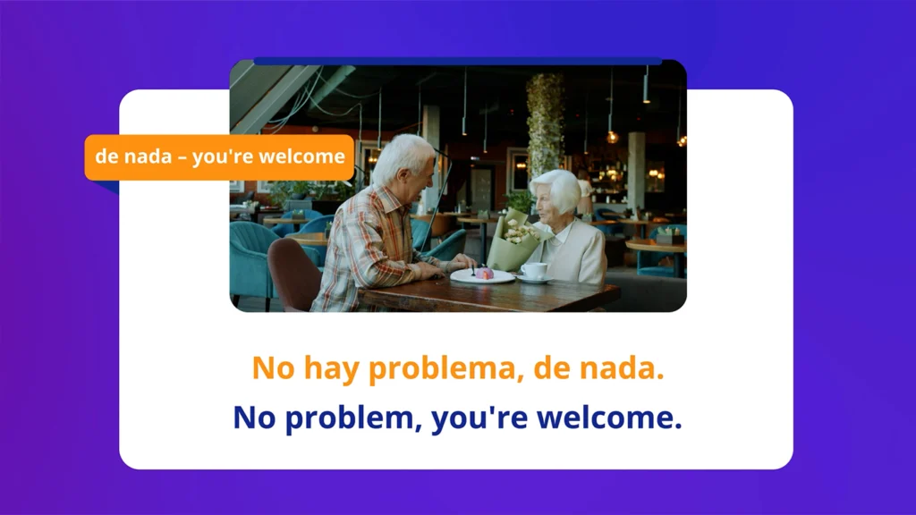 Motion design video explaining useful Spanish travel phrases through animated scenarios and examples