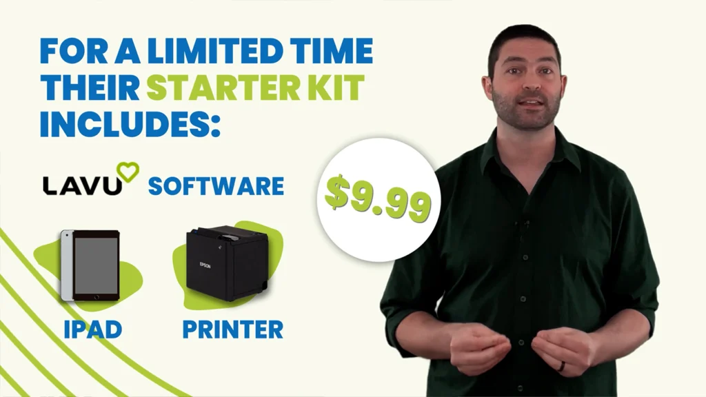 Talking head video explaining a complete restaurant POS system with motion design and on-screen examples