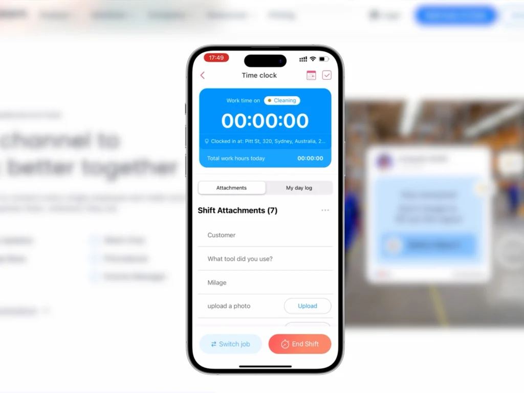 Talking head explainer video presenting a time tracking app with on-screen product demo