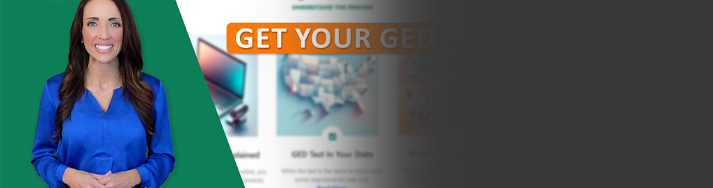 Talking head explainer video showing how to prepare for the GED test