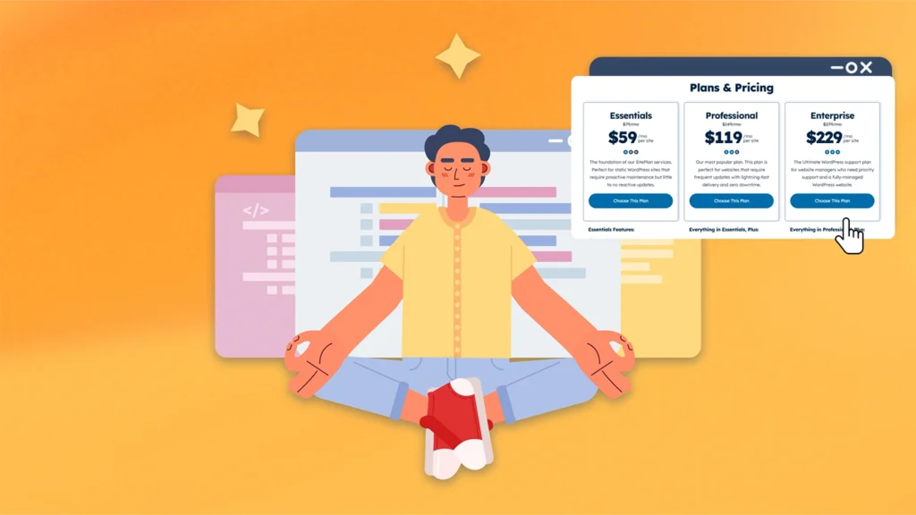 Explainer animation showing white label website management plans designed to save time and improve reliability